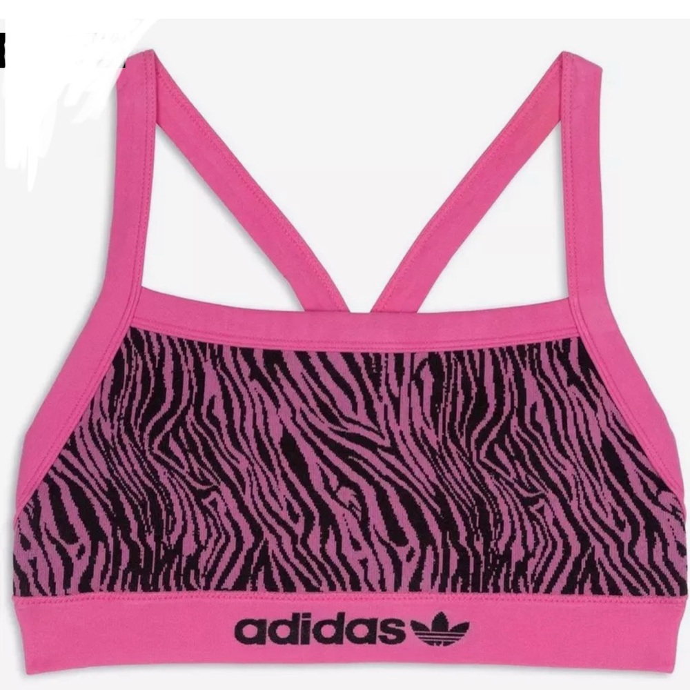 Adidas Black and Pink Zebra Sports Bra